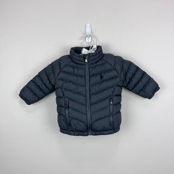 Ralph Lauren Infant Quilted Puffer Jacket Combat Gray 6 Months - Picture 1 of 8
